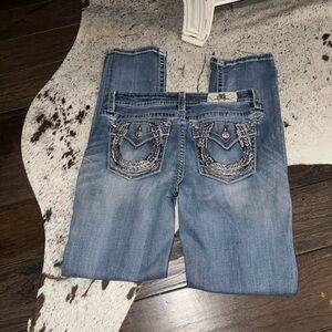 Miss Me Blue Jeans with Embellished Pockets